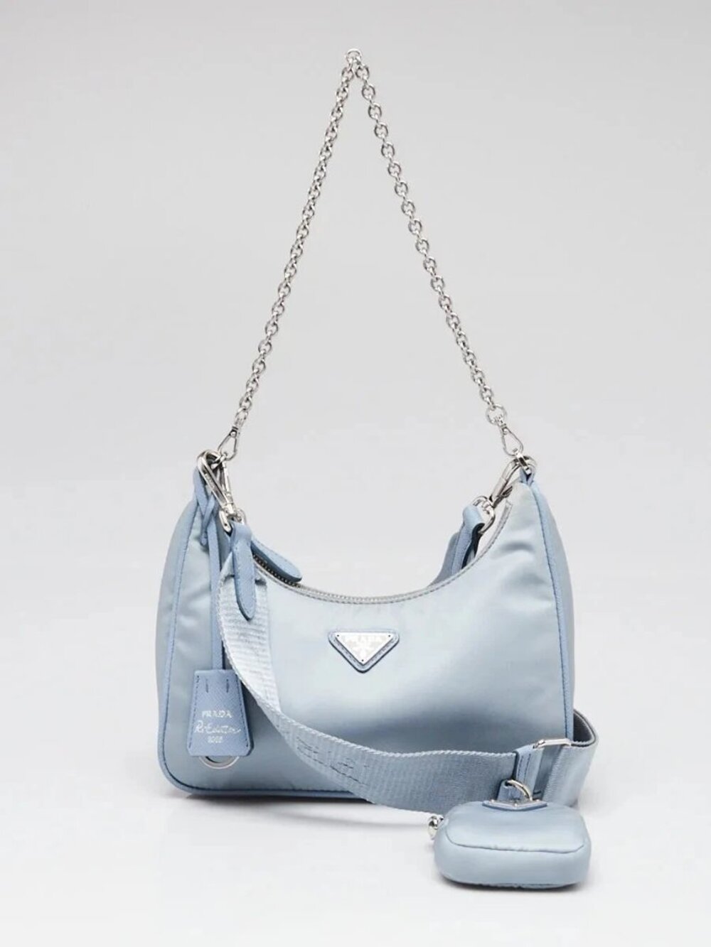 Prada Light Blue Tessuto Nylon 2005 Re-Edition Shoulder Bag 1BH204